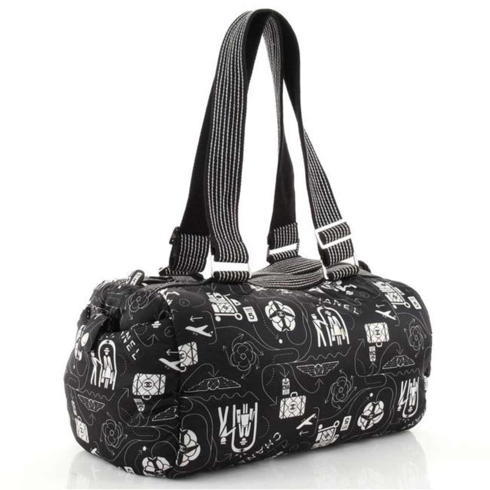 CHANEL Airline Print Nylon Travel Theme Bag